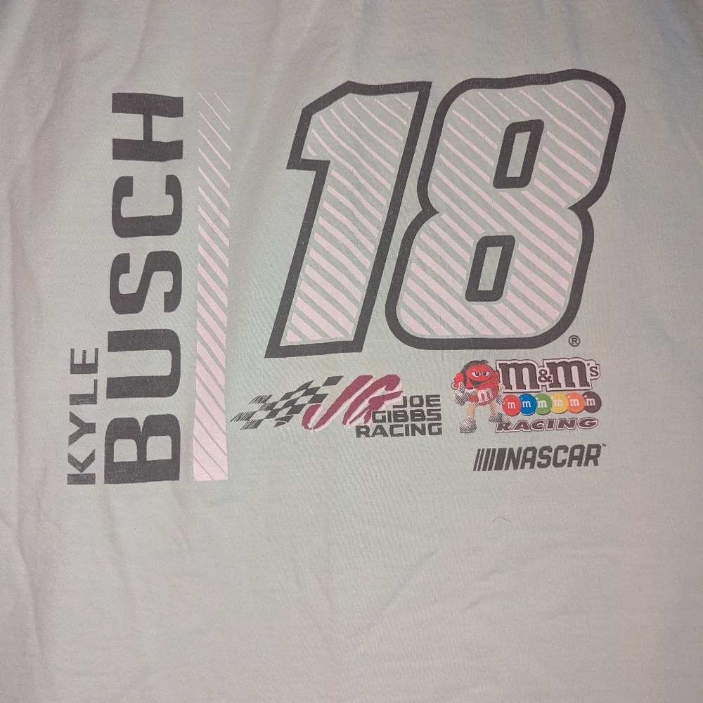 M&Ms Kyle Busch Men's XL Light Green Long Sleeve‎ Nascar Racing Graphic T-Shirt - Picture 2 of 7